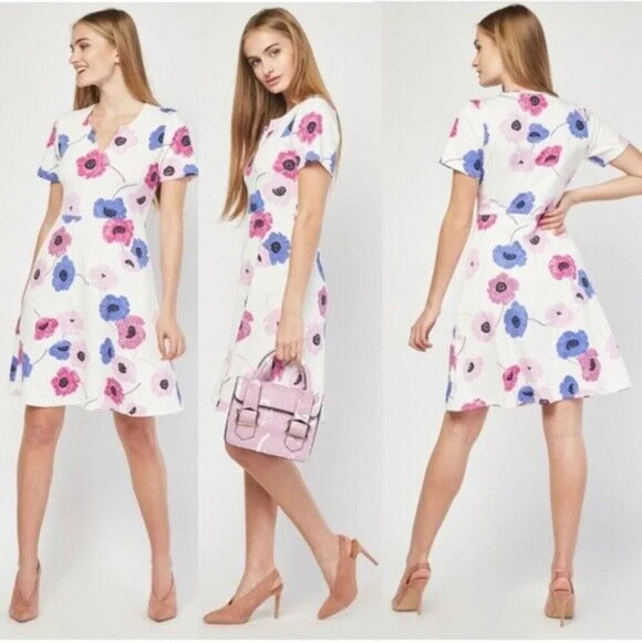 Womens Baby Shower Pregnancy Mini Skater Dress Short Sleeve Floral Sundress - Picture 2 of 6